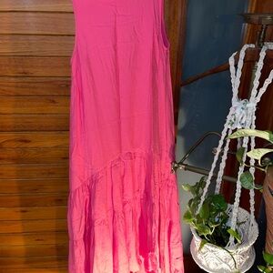 Anthropologie Vibrant Pink Maxi Dress